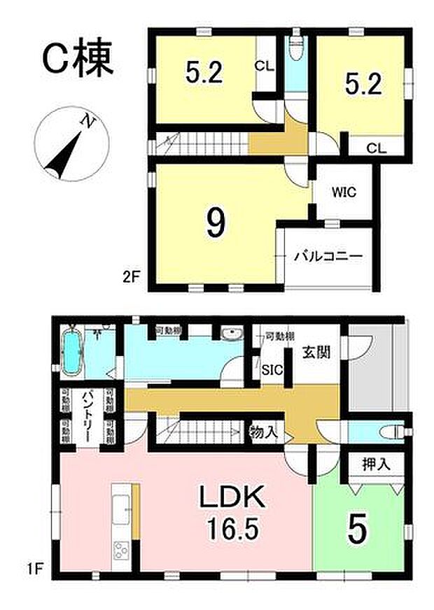 C棟 4LDK+S 土地面積321.05m2 建物面積117.59m2