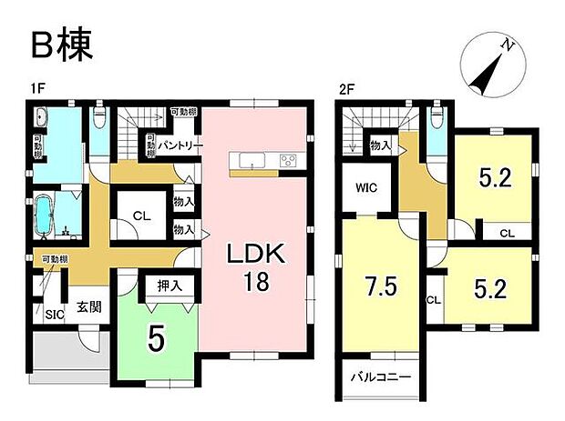 B棟 4LDK+S 土地面積281.41m2 建物面積124.63m2
