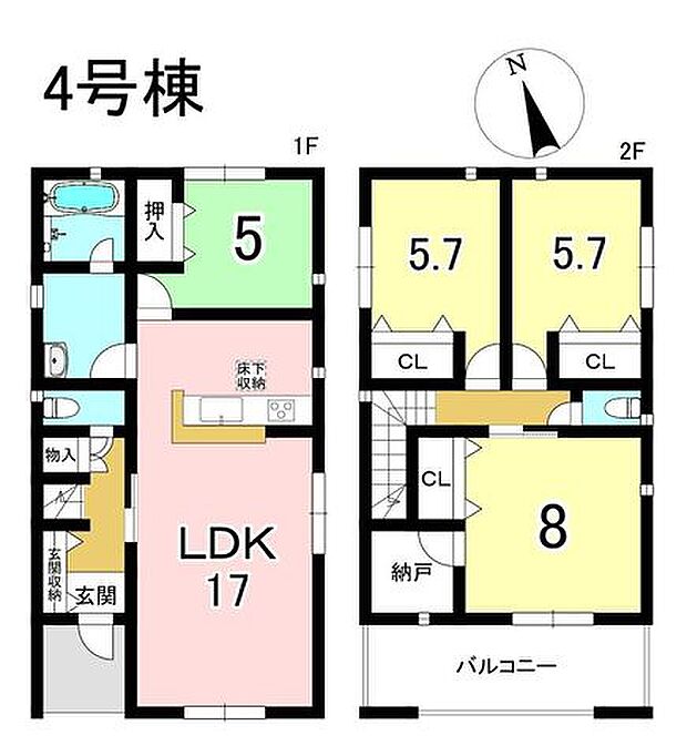 4号棟 4LDK+S 土地面積244.61m2 建物面積98.82m2