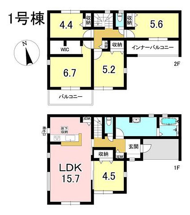 1号棟 5LDK+S 土地面積229.27m2 建物面積112.50m2