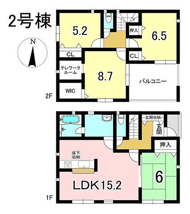2号棟 4LDK+S 土地面積192.07m2 建物面積96.38m2