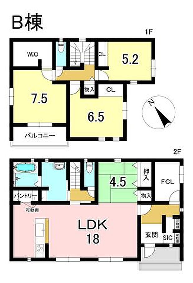 B棟 4LDK+S 土地面積218.12m2 建物面積118.42m2
