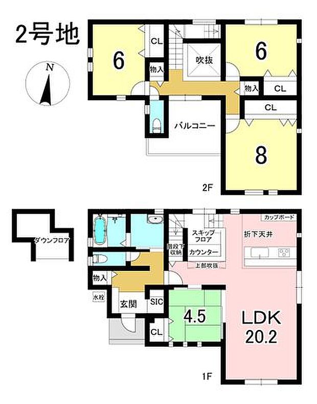 2号地 4LDK+S 土地面積198.29m2 建物面積116.75m2