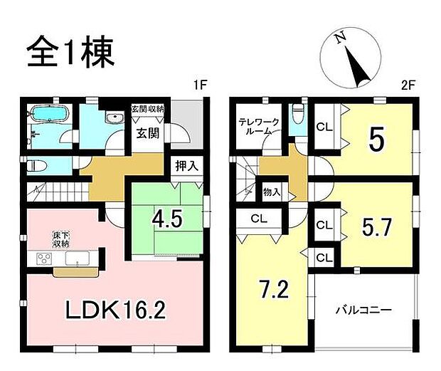 4LDK+S　土地面積180.83m2　建物面積95.58m2