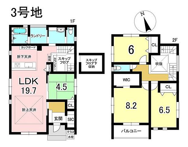 3号地 4LDK+S 土地面積199.23m2 建物面積120.90m2