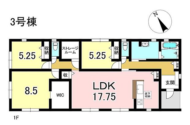 3号棟　3LDK+S　土地面積375.37m2　建物面積95.24m2