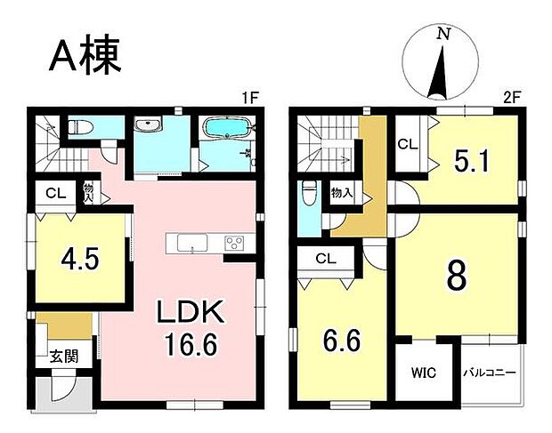 A棟　4LDK+S　土地面積147.07m2　建物面積102.47m2