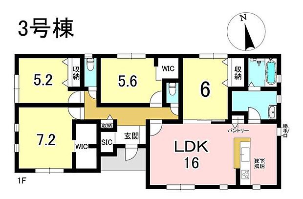 3号棟 4LDK+S 敷地面積414.26m2 建物面積96.06m2