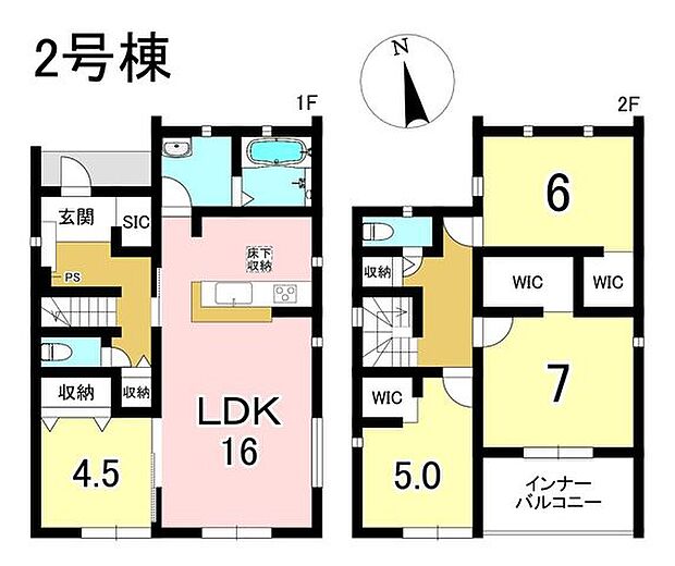2号棟　4LDK+S　敷地面積270.80m2　建物面積107.24m2