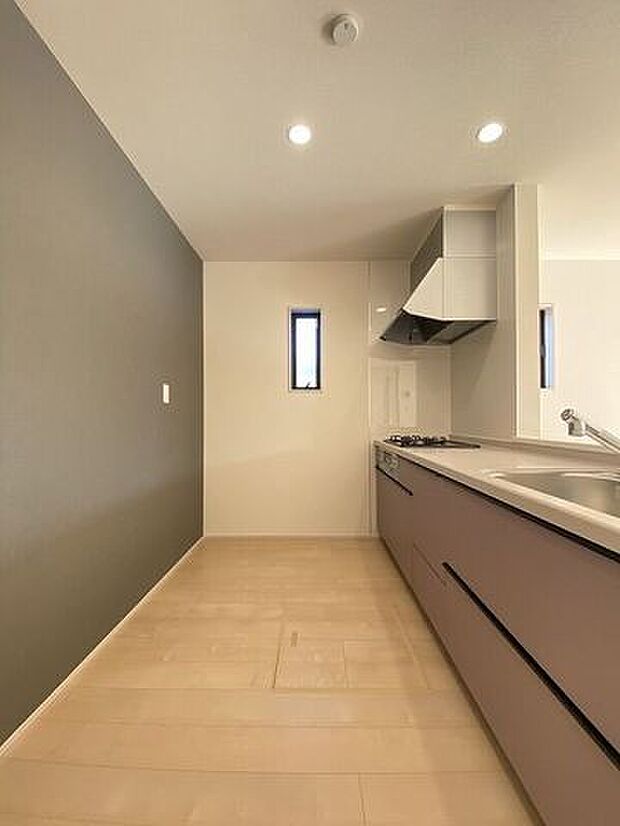 ゆとりのサイズを確保し、ひとりだけでなくお子様や旦那様と一緒にキッチンに立つのに快適なスペースです。床下収納もあります。