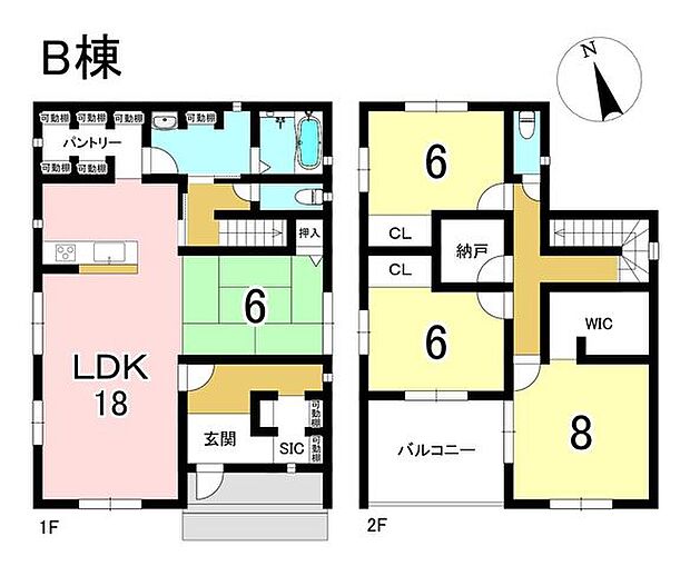 B棟　4LDK+S　土地面積266.61m2　建物面積134.98m2