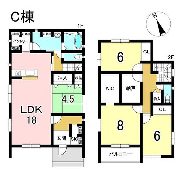 C棟 4LDK+S 土地面積266.60m2 建物面積124.21m2
