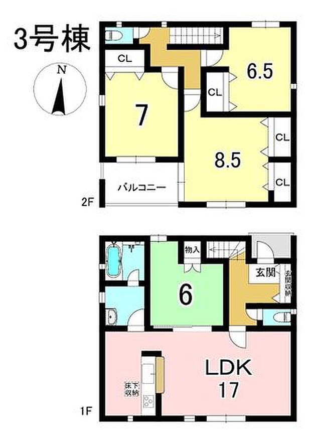 3号棟 4LDK 土地面積152.21m2 建物面積102.87m2