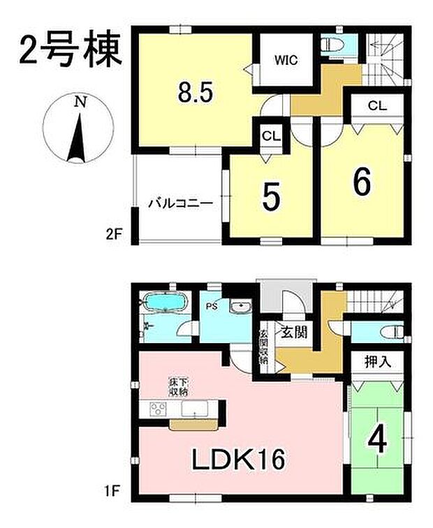 2号棟 4LDK+S 土地面積162.86m2 建物面積93.15m2