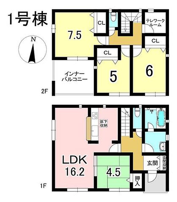 1号棟 4LDK+S 土地面積159.12m2 建物面積96.78m2