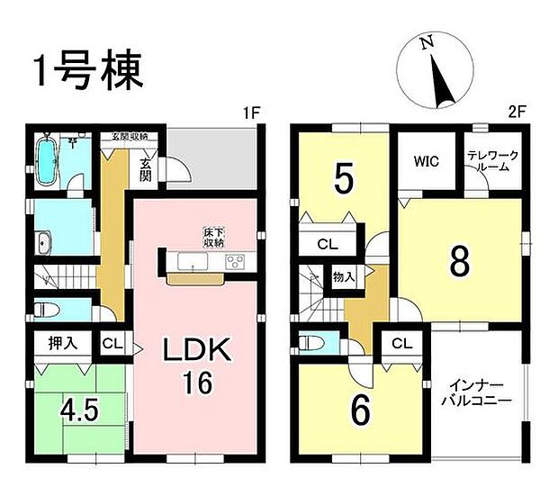 1号棟 4LDK+S 土地面積231.20m2 建物面積109.08m2