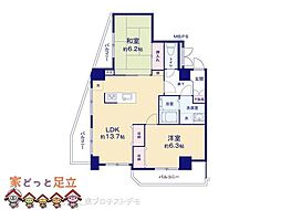セザール北千住 2LDKの間取図画像