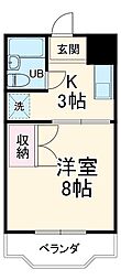 ウエストコート 1Kの間取図画像
