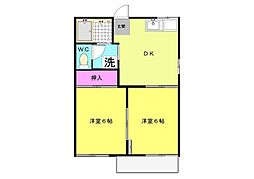 レジデンスハットリA 2DKの間取図画像