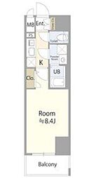 エスリード大曽根プレシャス 2階1Kの間取り