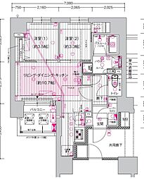 プレサンス　ロジェ　大須　白川公園 11階2LDKの間取り