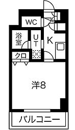 プルミエ志賀本通 8階1Kの間取り
