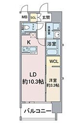 Thames garden place 3階1LDKの間取り