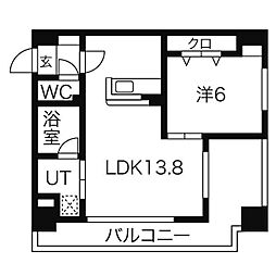 ペルテ金山 3階1LDKの間取り