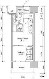 ザ・パークハビオ新栄 1DKの間取図画像