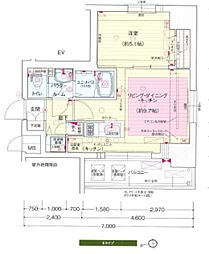プレサンス金山デュアル 1LDKの間取図画像