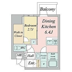 エスリードレジデンス東別院マークス 1DKの間取図画像