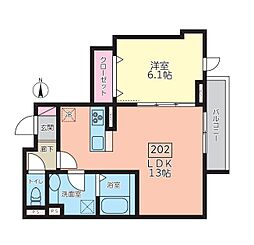 ベルフォルム赤堤 1LDKの間取図画像