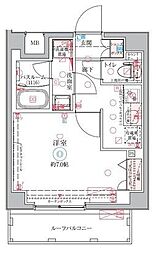 クレヴィスタ梅島 7階1Kの間取り