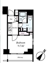 プレセダンヒルズ押上 8階1Kの間取り