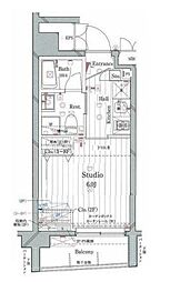 グランヴァンラクシス東大島 8階1Kの間取り