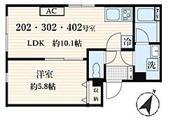 aLATO菊川 1LDKの間取図画像