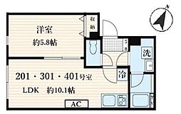 aLATO菊川 1LDKの間取図画像