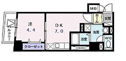 アンソレイエ 1DKの間取図画像