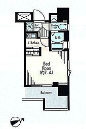 レジディア市谷薬王寺 ワンルームの間取図画像
