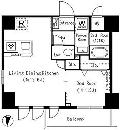 YUNOARTKAMEIDO 1LDKの間取図画像