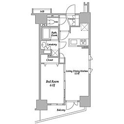グランカーサ三ノ輪 1LDKの間取図画像