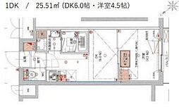 ハーモニーレジデンス東京南砂パークサイド 1DKの間取図画像
