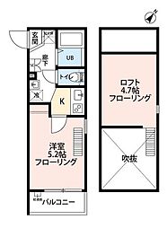 グランクオール潮見 1Kの間取図画像