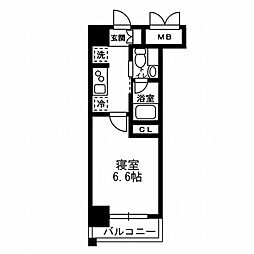 レジディア月島3 1Kの間取図画像