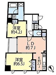 グランヴァンデュヴェール東京 2LDKの間取図画像