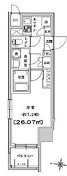 RisingPlace浅草EAST 1Kの間取図画像
