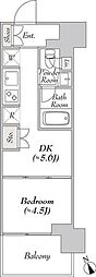 ウエリスアーバン水天宮前 1DKの間取図画像