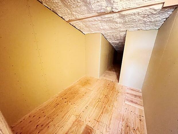 下屋裏収納庫です。かなりの広さがあるため、たっぷり収納可能です。