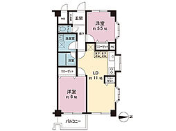 マリオン小田原 2LDKの間取図画像
