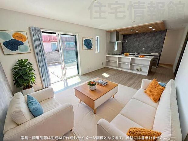 家族団らんの場所としてゆったりと居心地の良いリビングです。